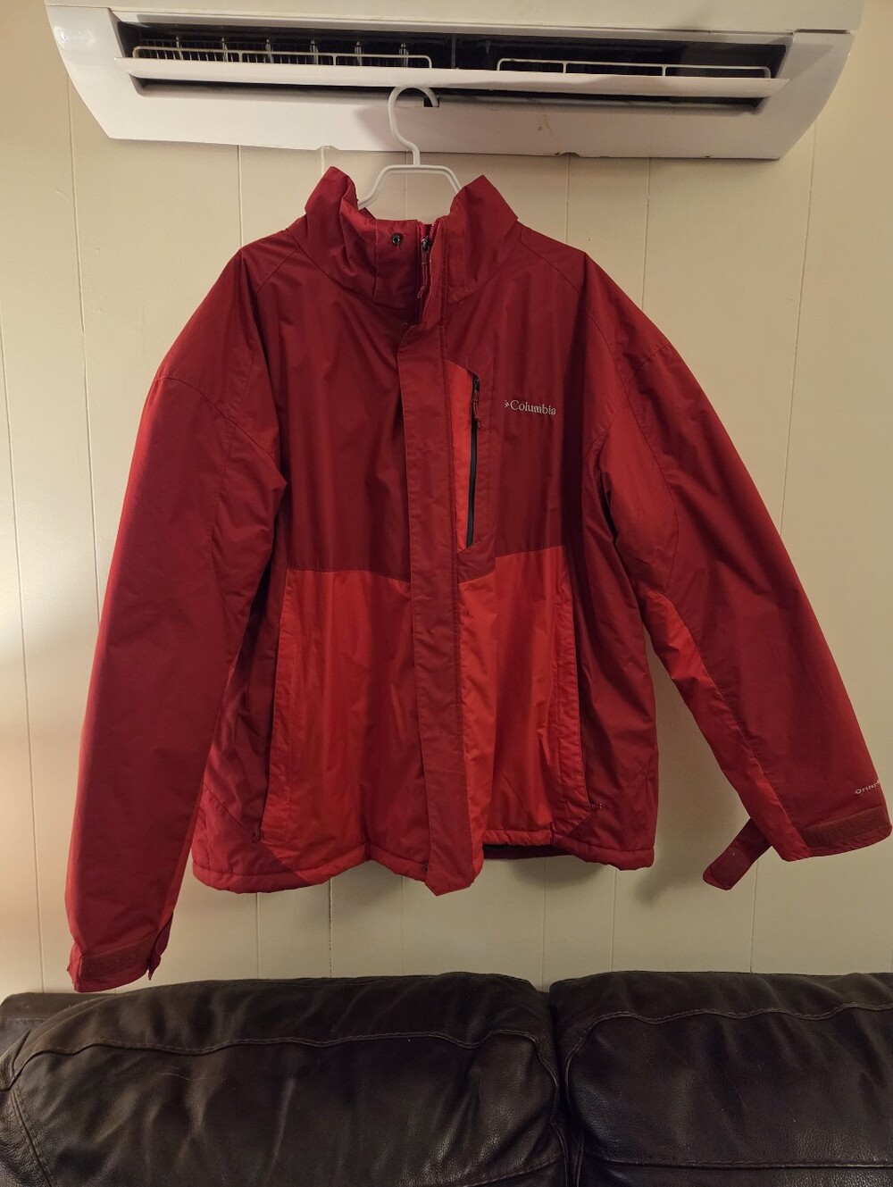 Columbia Omni Shield Red Men's Winter Jacket with Chest Zip Pocket